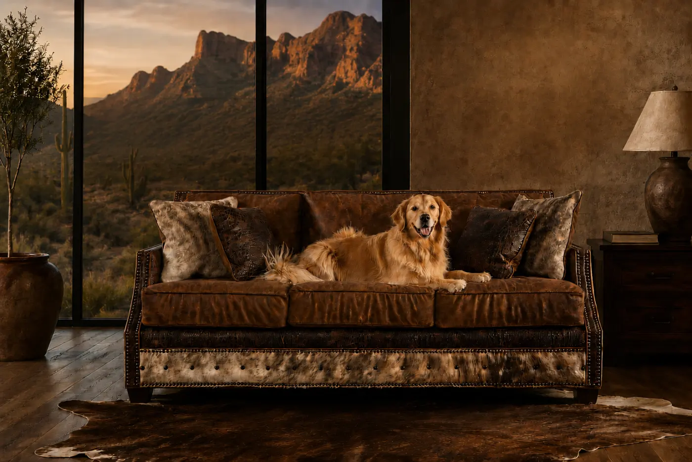 Custom western furniture at the Wild West Interior showroom, Scottsdale
